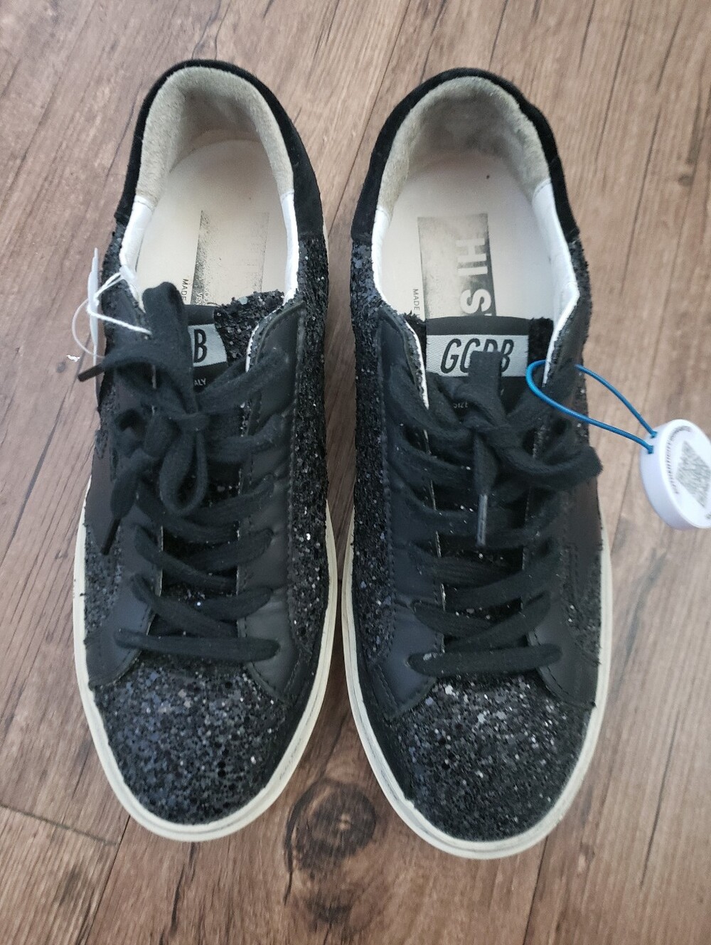 Golden Goose Black Glitter Hi Star Sneaker